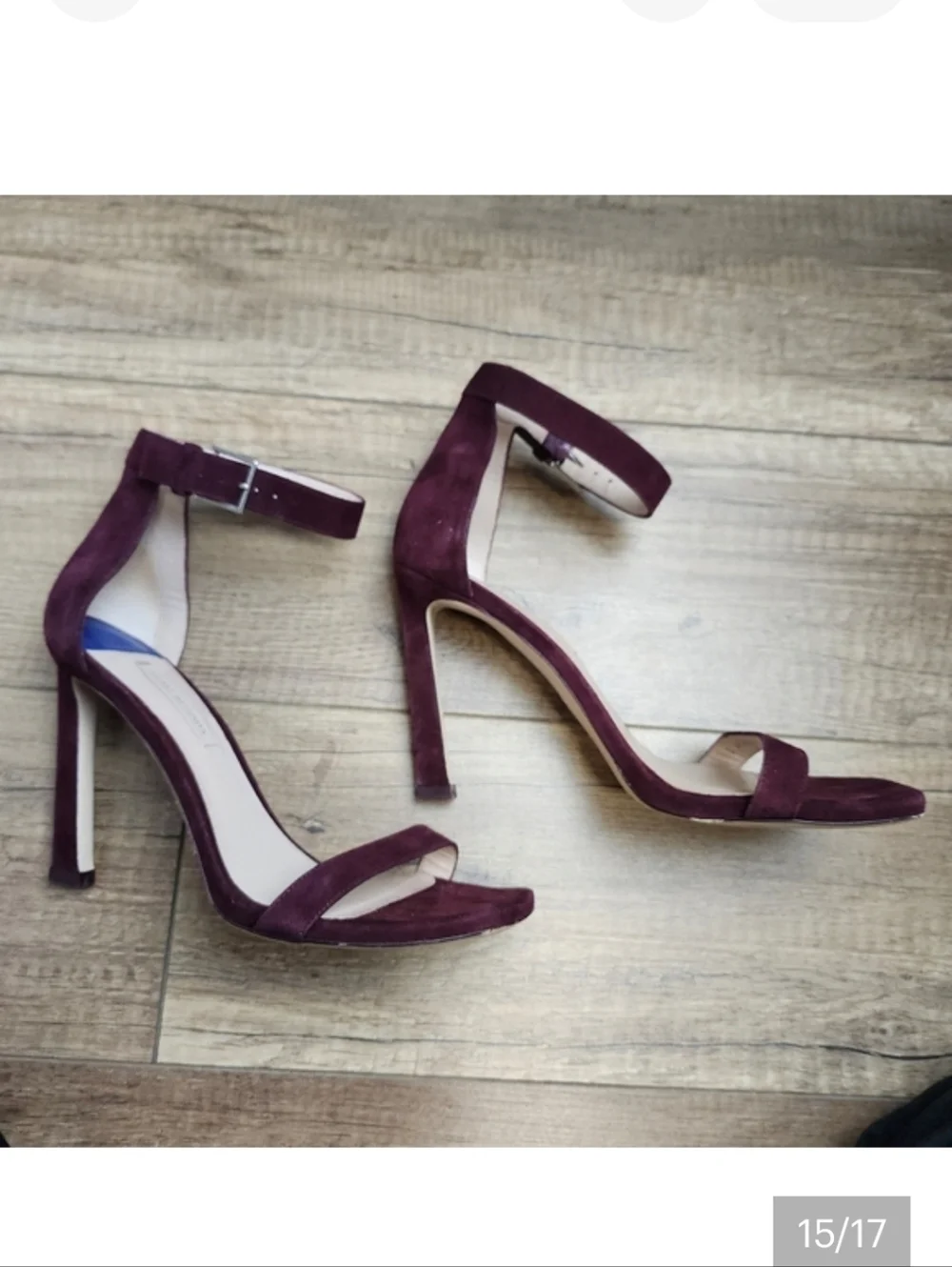 Stuart Weitzman Women's Burgundy Suede Nudistcurve Heels G 260502-7 open toe 8.5 - Picture 15 of 17
